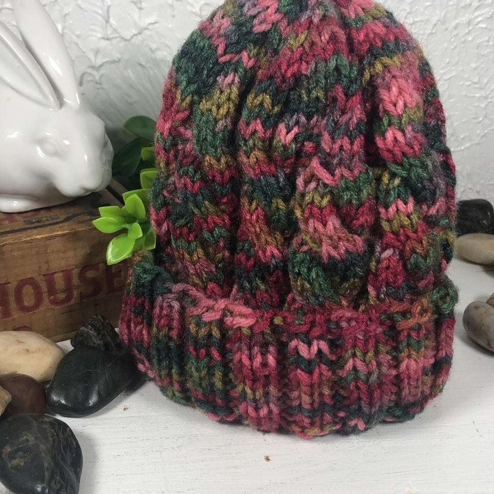 Hand Knitted Multi Colored Infant to Toddler Hat 3-12 Months Warm Kids Knit Hat - Picture 3 of 10
